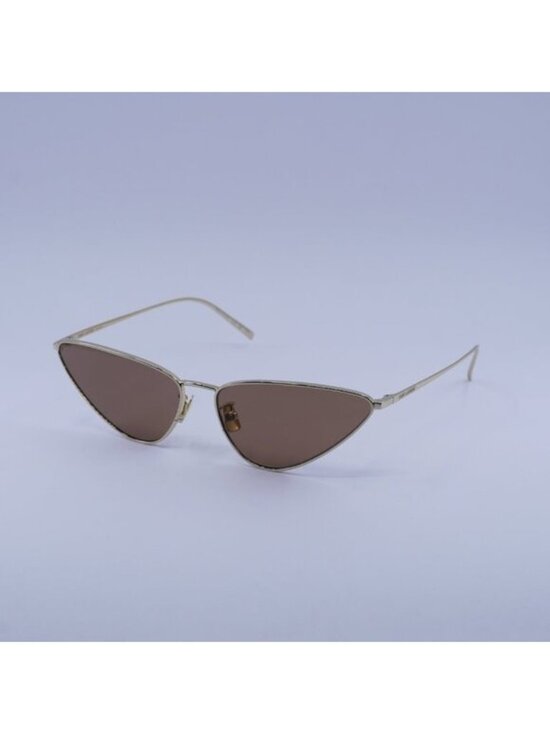 Saint Laurent SL487 003 Sunglasses Gold Cat Eye Frame, Brown Lenses